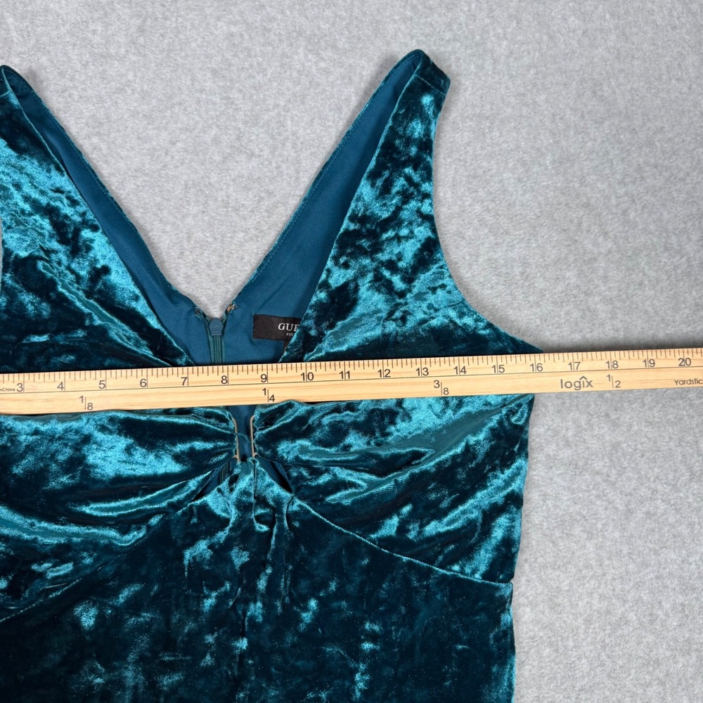 Guess Teal Crushed Velvet V-Neck Cocktail Homecoming Mini Dress Size 10 Autumn - Picture 4 of 9